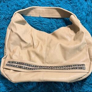 Charming Charlie Cream Embellished Hobo Bag